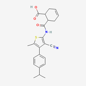 molecular formula C23H24N2O3S B4264499 6-({[3-cyano-4-(4-isopropylphenyl)-5-methyl-2-thienyl]amino}carbonyl)-3-cyclohexene-1-carboxylic acid 