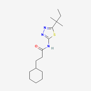 molecular formula C16H27N3OS B4264504 3-cyclohexyl-N-[5-(1,1-dimethylpropyl)-1,3,4-thiadiazol-2-yl]propanamide 