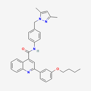 molecular formula C32H32N4O2 B4264622 2-(3-butoxyphenyl)-N-{4-[(3,5-dimethyl-1H-pyrazol-1-yl)methyl]phenyl}-4-quinolinecarboxamide 