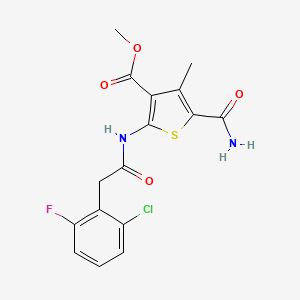 molecular formula C16H14ClFN2O4S B4264651 methyl 5-(aminocarbonyl)-2-{[(2-chloro-6-fluorophenyl)acetyl]amino}-4-methyl-3-thiophenecarboxylate 