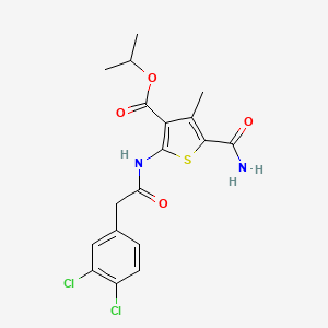molecular formula C18H18Cl2N2O4S B4264662 isopropyl 5-(aminocarbonyl)-2-{[(3,4-dichlorophenyl)acetyl]amino}-4-methyl-3-thiophenecarboxylate 