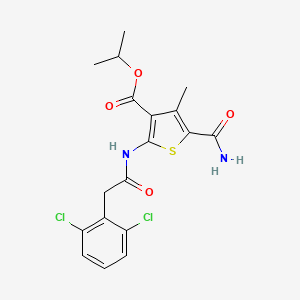 molecular formula C18H18Cl2N2O4S B4264664 isopropyl 5-(aminocarbonyl)-2-{[(2,6-dichlorophenyl)acetyl]amino}-4-methyl-3-thiophenecarboxylate 
