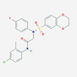 molecular formula C23H20ClFN2O5S B426467 N-(4-chloro-2-methylphenyl)-2-[(2,3-dihydro-1,4-benzodioxin-6-ylsulfonyl)-4-fluoroanilino]acetamide 