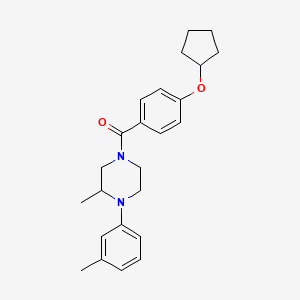 4-[4-(cyclopentyloxy)benzoyl]-2-methyl-1-(3-methylphenyl)piperazine