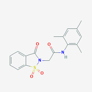 molecular formula C18H18N2O4S B426471 2-(1,1-二氧化-3-氧代-1,2-苯并异噻唑-2(3H)-基)-N-三甲苯乙酰胺 CAS No. 485379-23-5