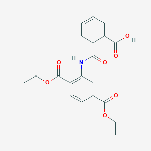 molecular formula C20H23NO7 B4264728 6-({[2,5-bis(ethoxycarbonyl)phenyl]amino}carbonyl)-3-cyclohexene-1-carboxylic acid 