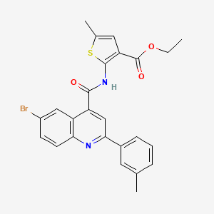 molecular formula C25H21BrN2O3S B4264734 ethyl 2-({[6-bromo-2-(3-methylphenyl)-4-quinolinyl]carbonyl}amino)-5-methyl-3-thiophenecarboxylate 
