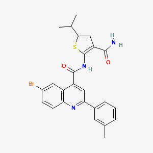 molecular formula C25H22BrN3O2S B4264740 N-[3-(aminocarbonyl)-5-isopropyl-2-thienyl]-6-bromo-2-(3-methylphenyl)-4-quinolinecarboxamide CAS No. 438212-80-7
