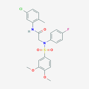 molecular formula C23H22ClFN2O5S B426477 N-(5-chloro-2-methylphenyl)-2-{[(3,4-dimethoxyphenyl)sulfonyl]-4-fluoroanilino}acetamide 