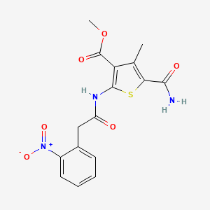 molecular formula C16H15N3O6S B4264774 methyl 5-(aminocarbonyl)-4-methyl-2-{[(2-nitrophenyl)acetyl]amino}-3-thiophenecarboxylate 