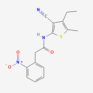molecular formula C16H15N3O3S B4264776 N-(3-cyano-4-ethyl-5-methyl-2-thienyl)-2-(2-nitrophenyl)acetamide 