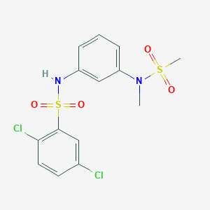 molecular formula C14H14Cl2N2O4S2 B426478 2,5-dichloro-N-{3-[methyl(methylsulfonyl)amino]phenyl}benzenesulfonamide 