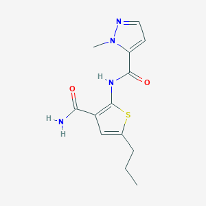 molecular formula C13H16N4O2S B4264785 N-[3-(aminocarbonyl)-5-propyl-2-thienyl]-1-methyl-1H-pyrazole-5-carboxamide 