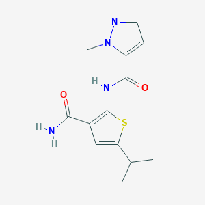 molecular formula C13H16N4O2S B4264788 N-[3-(aminocarbonyl)-5-isopropyl-2-thienyl]-1-methyl-1H-pyrazole-5-carboxamide 