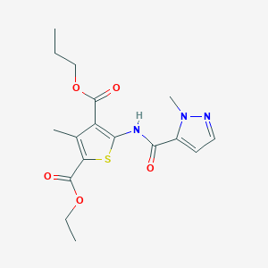 molecular formula C17H21N3O5S B4264790 2-ethyl 4-propyl 3-methyl-5-{[(1-methyl-1H-pyrazol-5-yl)carbonyl]amino}-2,4-thiophenedicarboxylate 