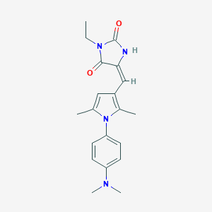 (5E)-5-({1-[4-(dimethylamino)phenyl]-2,5-dimethyl-1H-pyrrol-3-yl}methylidene)-3-ethylimidazolidine-2,4-dione