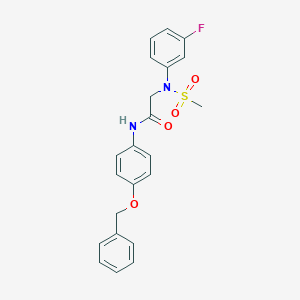 molecular formula C22H21FN2O4S B426489 N-[4-(benzyloxy)phenyl]-2-[3-fluoro(methylsulfonyl)anilino]acetamide 