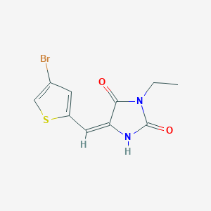 molecular formula C10H9BrN2O2S B426490 (5E)-5-[(4-bromothiophen-2-yl)methylidene]-3-ethylimidazolidine-2,4-dione 