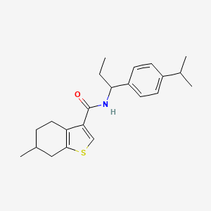 molecular formula C22H29NOS B4264917 N-[1-(4-isopropylphenyl)propyl]-6-methyl-4,5,6,7-tetrahydro-1-benzothiophene-3-carboxamide 