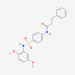 molecular formula C23H24N2O5S B426494 N-{4-[(2,5-dimethoxyanilino)sulfonyl]phenyl}-3-phenylpropanamide 