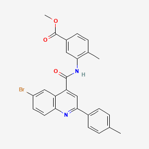 molecular formula C26H21BrN2O3 B4264967 methyl 3-({[6-bromo-2-(4-methylphenyl)-4-quinolinyl]carbonyl}amino)-4-methylbenzoate 