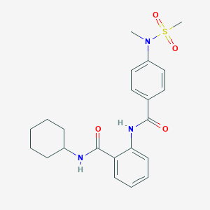molecular formula C22H27N3O4S B426497 N-cyclohexyl-2-[({4-[methyl(methylsulfonyl)amino]phenyl}carbonyl)amino]benzamide 