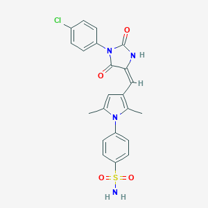 molecular formula C22H19ClN4O4S B426498 4-(3-{[1-(4-chlorophenyl)-2,5-dioxo-4-imidazolidinylidene]methyl}-2,5-dimethyl-1H-pyrrol-1-yl)benzenesulfonamide 