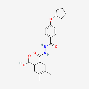 molecular formula C22H28N2O5 B4264987 6-({2-[4-(cyclopentyloxy)benzoyl]hydrazino}carbonyl)-3,4-dimethyl-3-cyclohexene-1-carboxylic acid 