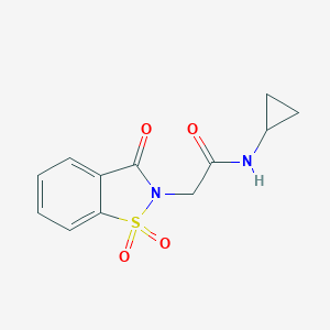 molecular formula C12H12N2O4S B426499 N-cyclopropyl-2-(1,1,3-trioxo-1,2-benzothiazol-2-yl)acetamide CAS No. 452280-00-1
