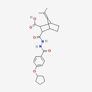 molecular formula C24H30N2O5 B4265002 3-({2-[4-(cyclopentyloxy)benzoyl]hydrazino}carbonyl)-7-(1-methylethylidene)bicyclo[2.2.1]heptane-2-carboxylic acid 