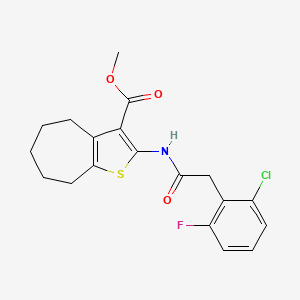 molecular formula C19H19ClFNO3S B4265012 methyl 2-{[(2-chloro-6-fluorophenyl)acetyl]amino}-5,6,7,8-tetrahydro-4H-cyclohepta[b]thiophene-3-carboxylate 