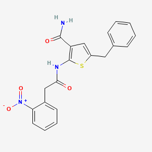 molecular formula C20H17N3O4S B4265021 5-benzyl-2-{[(2-nitrophenyl)acetyl]amino}-3-thiophenecarboxamide 