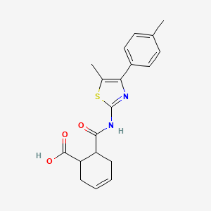 molecular formula C19H20N2O3S B4265080 6-({[5-methyl-4-(4-methylphenyl)-1,3-thiazol-2-yl]amino}carbonyl)-3-cyclohexene-1-carboxylic acid 