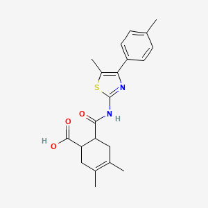 molecular formula C21H24N2O3S B4265086 3,4-dimethyl-6-({[5-methyl-4-(4-methylphenyl)-1,3-thiazol-2-yl]amino}carbonyl)-3-cyclohexene-1-carboxylic acid 