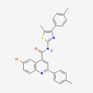 molecular formula C28H22BrN3OS B4265091 6-bromo-N-[5-methyl-4-(4-methylphenyl)-1,3-thiazol-2-yl]-2-(4-methylphenyl)-4-quinolinecarboxamide 
