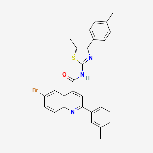 molecular formula C28H22BrN3OS B4265094 6-bromo-N-[5-methyl-4-(4-methylphenyl)-1,3-thiazol-2-yl]-2-(3-methylphenyl)-4-quinolinecarboxamide 