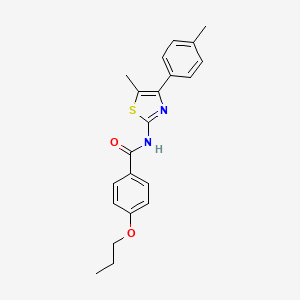 molecular formula C21H22N2O2S B4265100 N-[5-methyl-4-(4-methylphenyl)-1,3-thiazol-2-yl]-4-propoxybenzamide 