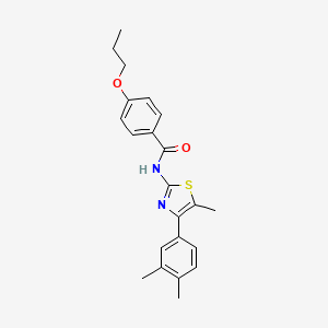 molecular formula C22H24N2O2S B4265104 N-[4-(3,4-dimethylphenyl)-5-methyl-1,3-thiazol-2-yl]-4-propoxybenzamide 