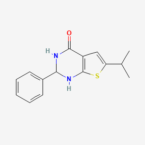 molecular formula C15H16N2OS B4265121 6-isopropyl-2-phenyl-2,3-dihydrothieno[2,3-d]pyrimidin-4(1H)-one 