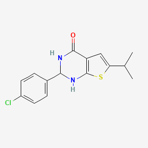 molecular formula C15H15ClN2OS B4265125 2-(4-chlorophenyl)-6-isopropyl-2,3-dihydrothieno[2,3-d]pyrimidin-4(1H)-one 