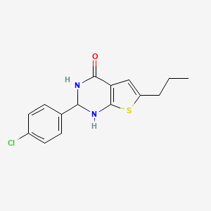 molecular formula C15H15ClN2OS B4265127 2-(4-chlorophenyl)-6-propyl-2,3-dihydrothieno[2,3-d]pyrimidin-4(1H)-one 