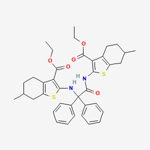 molecular formula C38H42N2O5S2 B4265129 diethyl 2,2'-[(1-oxo-2,2-diphenyl-1,2-ethanediyl)diimino]bis(6-methyl-4,5,6,7-tetrahydro-1-benzothiophene-3-carboxylate) CAS No. 438216-35-4