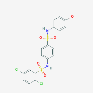 molecular formula C19H16Cl2N2O5S2 B426513 2,5-dichloro-N-{4-[(4-methoxyanilino)sulfonyl]phenyl}benzenesulfonamide 