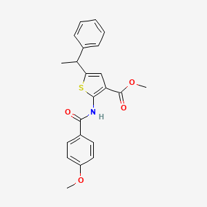 molecular formula C22H21NO4S B4265133 methyl 2-[(4-methoxybenzoyl)amino]-5-(1-phenylethyl)-3-thiophenecarboxylate 