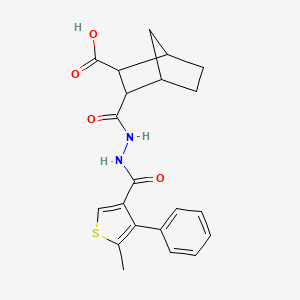 molecular formula C21H22N2O4S B4265139 3-({2-[(5-methyl-4-phenyl-3-thienyl)carbonyl]hydrazino}carbonyl)bicyclo[2.2.1]heptane-2-carboxylic acid 
