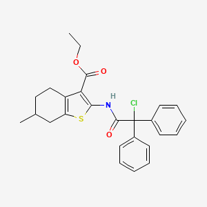molecular formula C26H26ClNO3S B4265153 ethyl 2-{[chloro(diphenyl)acetyl]amino}-6-methyl-4,5,6,7-tetrahydro-1-benzothiophene-3-carboxylate 