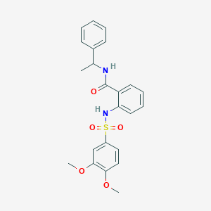 molecular formula C23H24N2O5S B426516 2-{[(3,4-dimethoxyphenyl)sulfonyl]amino}-N-(1-phenylethyl)benzamide 
