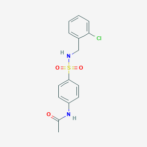 molecular formula C15H15ClN2O3S B426517 N-{4-[(2-chlorobenzyl)sulfamoyl]phenyl}acetamide 