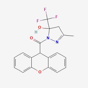 molecular formula C19H15F3N2O3 B4265174 3-methyl-5-(trifluoromethyl)-1-(9H-xanthen-9-ylcarbonyl)-4,5-dihydro-1H-pyrazol-5-ol 