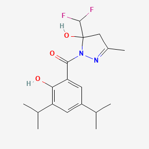 molecular formula C18H24F2N2O3 B4265177 5-(difluoromethyl)-1-(2-hydroxy-3,5-diisopropylbenzoyl)-3-methyl-4,5-dihydro-1H-pyrazol-5-ol 